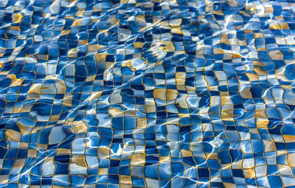 Картинка вода, текстура, бассейн, мозайка