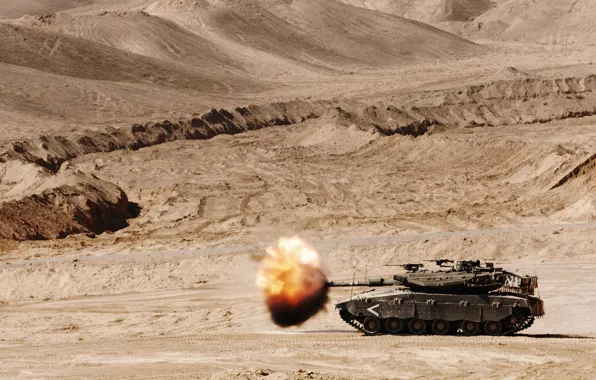 Картинка огонь, танк, боевой, Меркава, основной, Merkava, Израиля