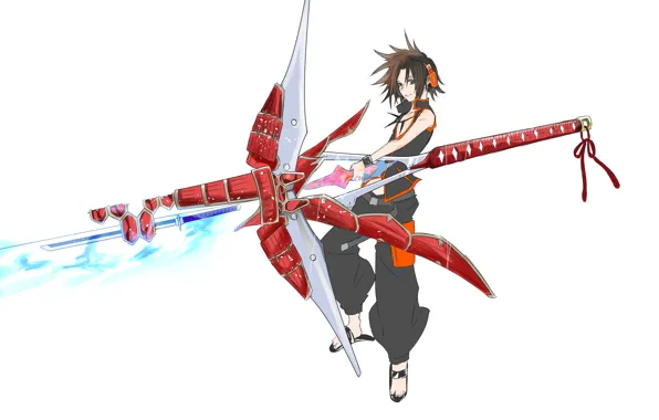 Оружие, белый фон, парень, Shaman king, Король шаманов