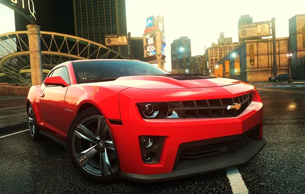 Машина, город, фары, ракурс, need for speed most wanted 2, chevrolet camaro