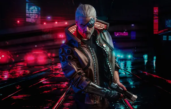 Пистолет, мужчина, Cyberpunk 2077