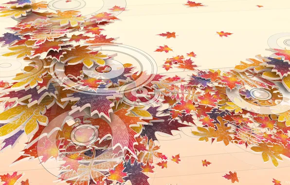 Картинка осень, круги, Листья