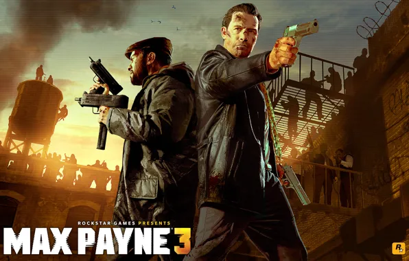 Оружие, автомат, бандиты, DLC, Uzi, дезерт игл, Max Payne 3, Макс Пэйн