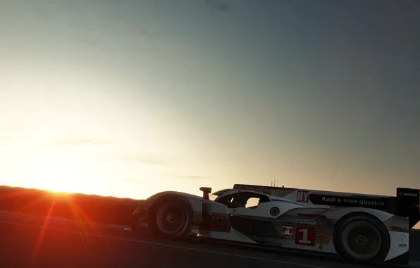 Закат, motorsport, audi r18 e-tron quattro, le mans 24 hourse
