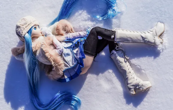 Картинка снег, настроение, игрушка, кукла