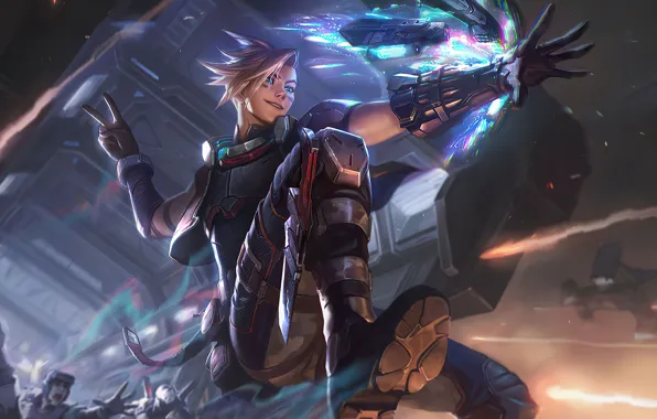 Фэнтези, парень, сражение, League of Legends, Chenbo, Riot Games, Ezreal