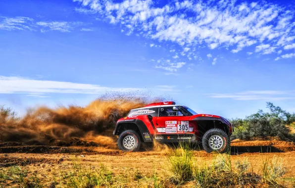 Красный, Mini, Спорт, Скорость, Rally, Dakar, Дакар, Ралли
