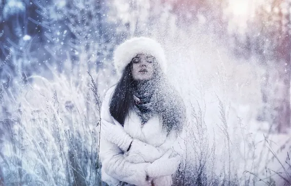 Картинка девушка, снег, шапка, фотограф, girl, photographer, Photography, Karen Abramyan