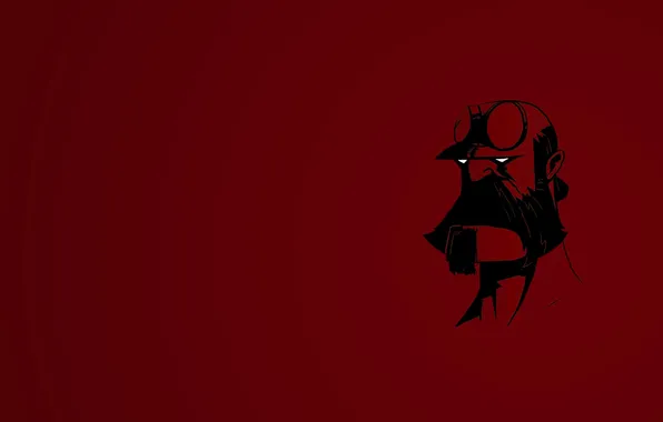 Картинка красный, фон, обои, минимализм, картинка, персонаж, Hellboy, Хеллбой