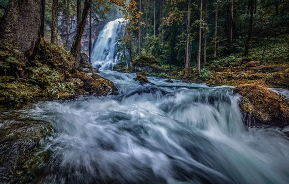 Salzburg, Австрия, Водопад Голлингер, Река Шварцбах, водопад, Gollinger Waterfall, Austria, Golling Waterfall