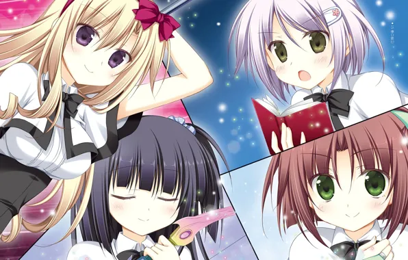 Коллаж, Аниме, Девочки, Арт, Juuoumujin no Fafnir