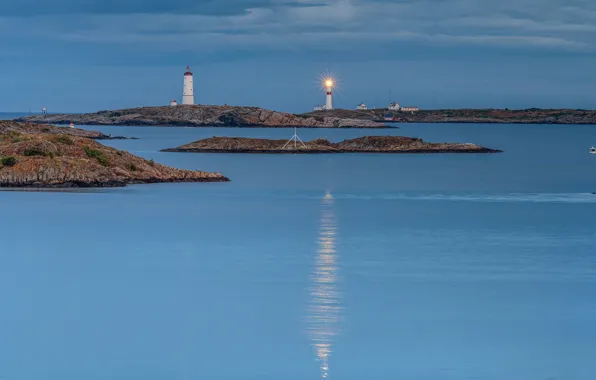 Картинка побережье, Норвегия, маяки, Arendal