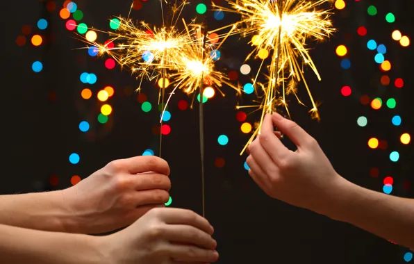 Дети, lights, огни, руки, new year, боке, bokeh, Merry Christmas