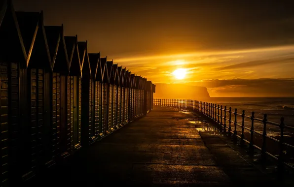 Море, закат, берег