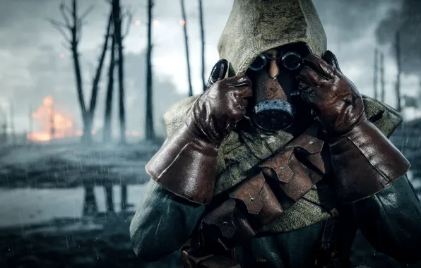 Картинка солдат, противогаз, Electronic Arts, Battlefield 1