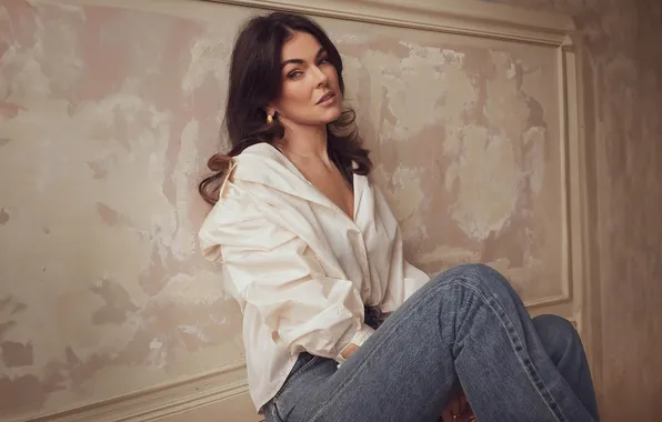 Женщина, модель, джинсы, рубашка, красивая, Serinda Swan