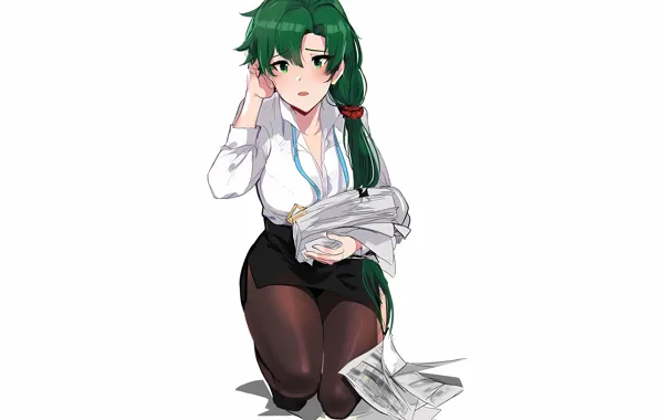 Girl, sexy, green eyes, long hair, anime, beautiful, pretty, attractive