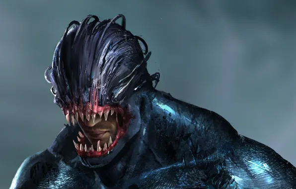Фон, минимализм, арт, губы, покрытие, Веном, Venom, симбиоз (мутуализм)