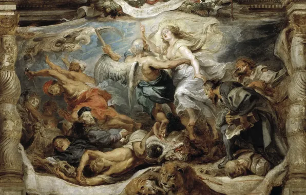 Картинка картина, Питер Пауль Рубенс, мифология, Pieter Paul Rubens, Триумф Католической Истины