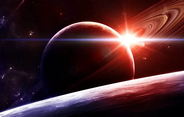 Звезды, Планета, Космос, Туманность, Планеты, Fantasy, Planets, Арт