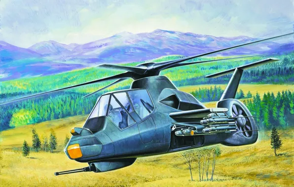 War, art, helicopter, painting, RAH-66 Comanche