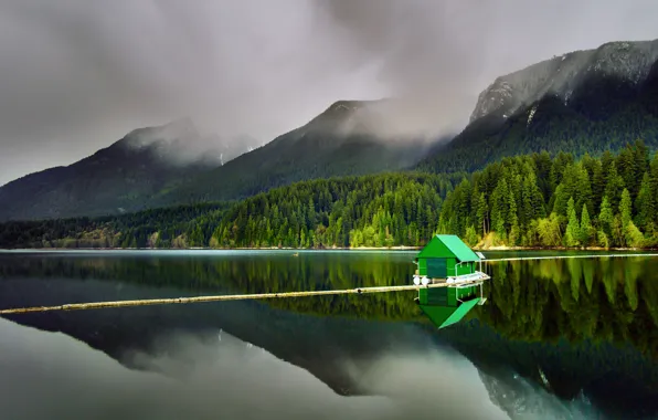 Картинка лес, горы, природа, озеро, British Columbia, Capilano Lake, North Vancouver