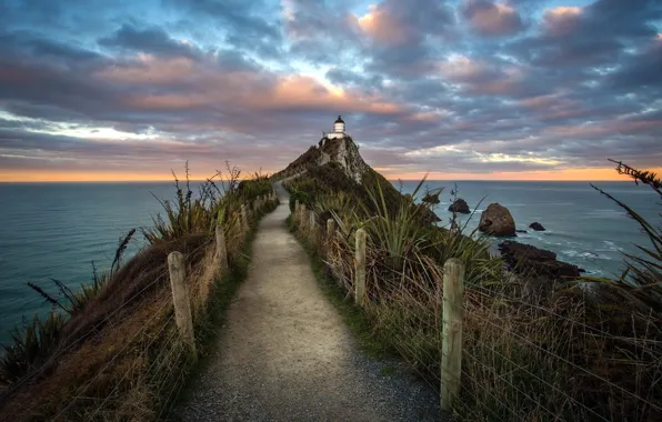 New Zealand, South Island, East Coast, Nugget Point Lighthouse