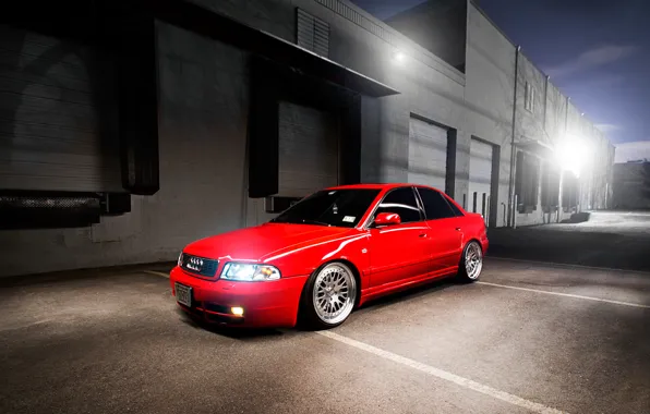 Audi, ауди, red, седан, красная, stance