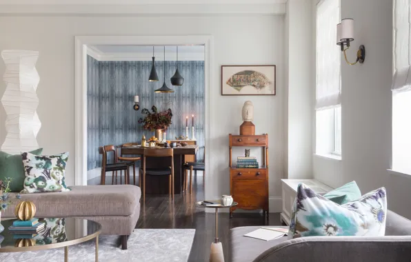 Дизайн, стиль, интерьер, Нью Йорк, гостиная, столовая, Brooklyn Heights Apartment, by Ben Herzog