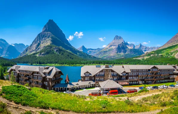 Картинка Горы, Озеро, США, Glacier National Park, Парки