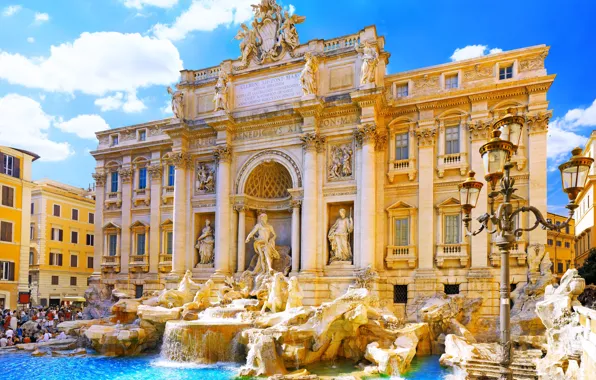 Картинка город, италия, italy, rome, рим, фонтан треви, fontana di trevi