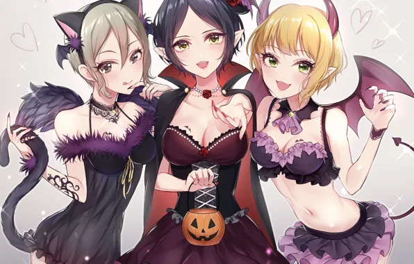 Kawaii, demon, devil, hat, nipples, boobs, breast, pink
