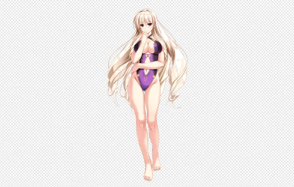 Girl, sexy, cleavage, long hair, boobs, anime, beautiful, purple eyes