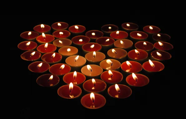 Картинка огонь, сердце, свеча, свечи, день святого валентина, Свечки