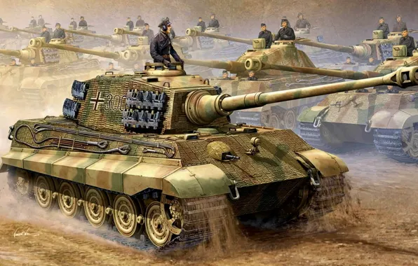 Картинка строй, тяжелый танк, Tiger II, PzKpfw VI Ausf. B, Королевский тигр, обход