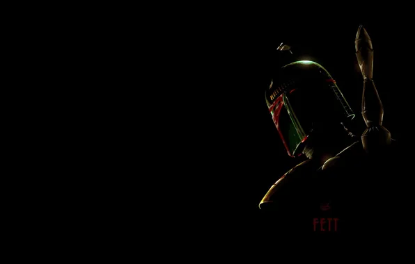 Картинка темный фон, Star Wars, арт, шлем, Boba Fett