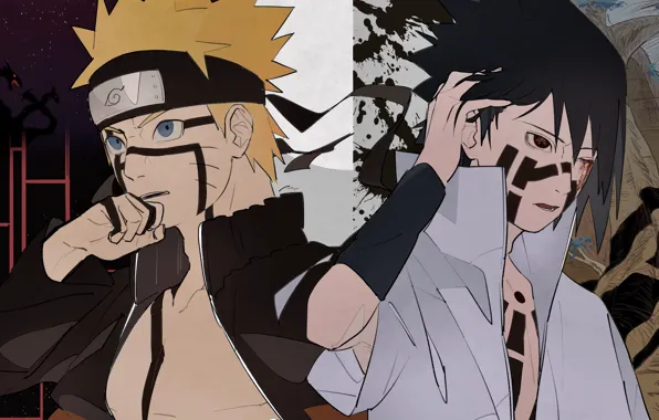 Парни, Наруто, Naruto, Саске Учиха, Узумаки Наруто
