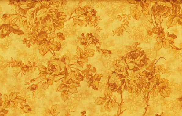 Картинка цветы, желтый, фон, узоры, текстура, золотой