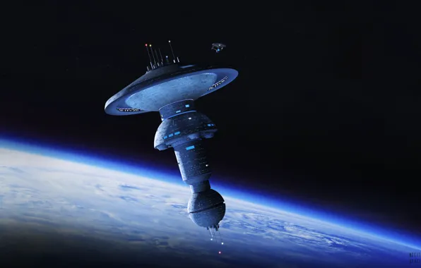 Картинка космос, планета, космическая станция, space doc, Departure