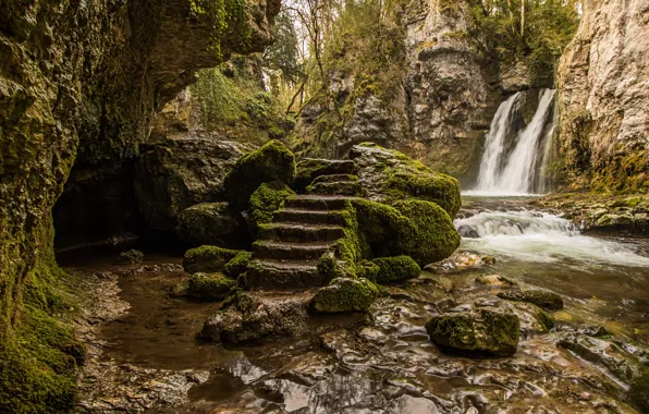 Водопад, Швейцария, Tine de Conflens, кантон Во