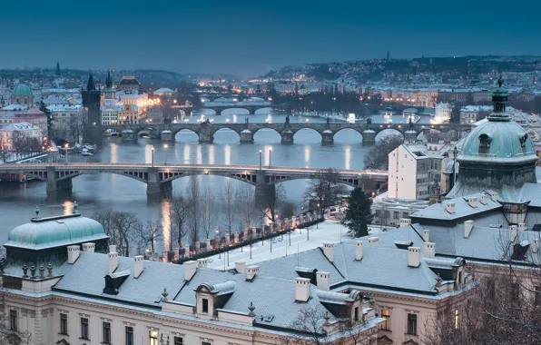 Winter, Prague, cityscape, Czech Republic