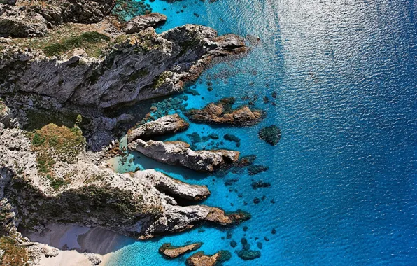 Beach, sea, landscape, Italy, cliff, Calabria, Capo Vaticano