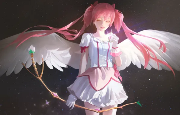 Девушка, крылья, фэнтези, Madoka Kaname, Mahou Shoujo Madoka★Magica