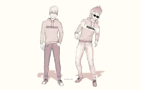 Парни, My Hero Academia, Boku No Hero Academia, Моя Геройская Академия, Бакуго Катсуки, Киришима Эйджиро