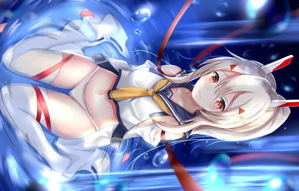 Girl, sexy, lingerie, pantsu, panties, thighhighs, long hair, legs