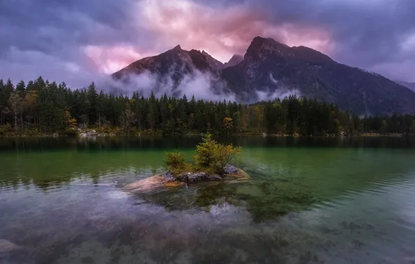 Картинка осень, лес, горы, природа, озеро, гора, Германия