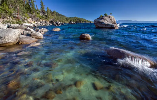 Картинка камни, Lake Tahoe, озеро Тахо