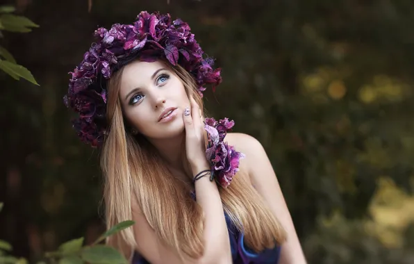 Картинка взгляд, девушка, природа, лицо, поза, фото, модель, красивая