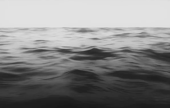 Море, волны, черно-белое