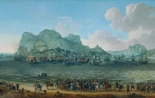 Масло, картина, холст, Adam Willaerts, Победа над Испанцами в Гибралтаре, 1617, Адам Виллартс